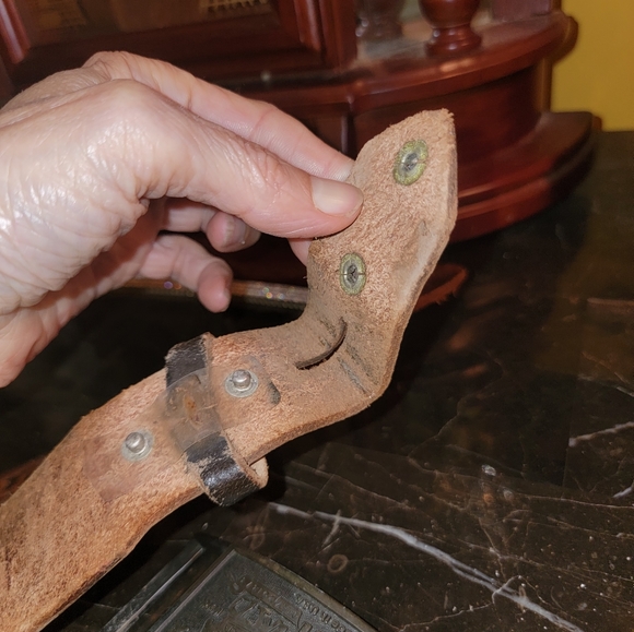 VINTAGE Tex made embossed GENUINE Leather Belt 32 Levi Buckle SNAP OFF western r - Picture 8 of 16